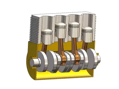 Cylinder Internal Combustion Engine Assembly - Print Ready 3D print model