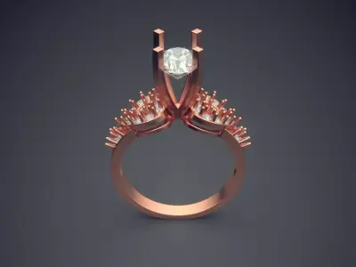 Luxury Ring With Heart Shaped Ornaments On The Sides CAD 5130 3D print model
