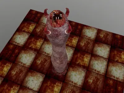 Horn Worm Animated Low-poly 3D model