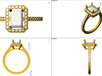 EMERALD CUT ENGAGEMENT RING  3D print model