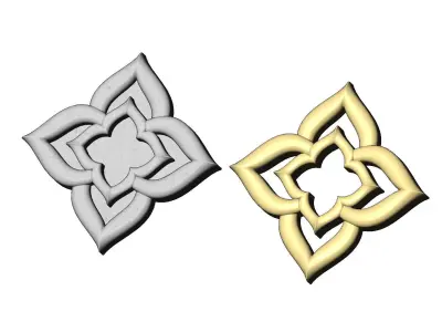 Floral star rosette and onlay relief  3D print model