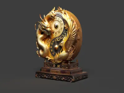 Chinese yin yang symbol  Low-poly 3D model