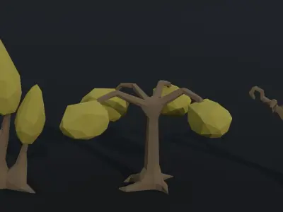 Cartoon trees Polygonal Style Low-poly 3D model