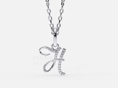 Initial Letter H Alphabet pendant 3D print model