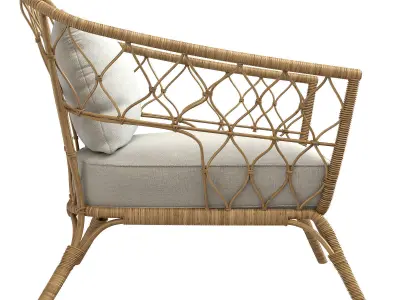 STOCKHOLM 2017 Armchair with cushion rattan IKEA white 3D model