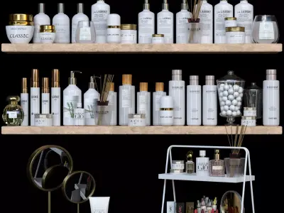 Set of cosmetics on the shelf for beauty salons 3D model