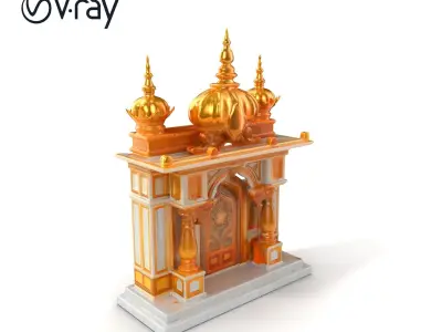 Ornate Temple with Brass Accents Model Pack Low-poly 3D model