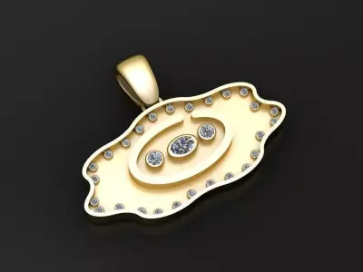 modern gold pendant 3D printable model  3D print model