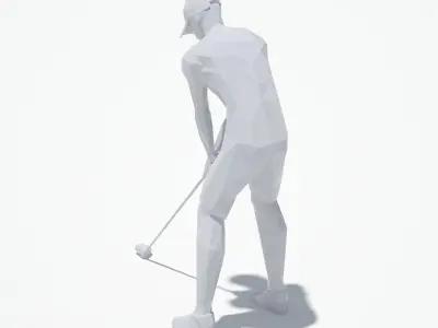 Golf Pose Sport Character Low-poly 3D model