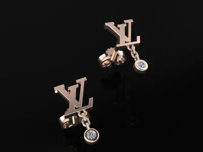 Louis Vuitton Earrings  3D print model