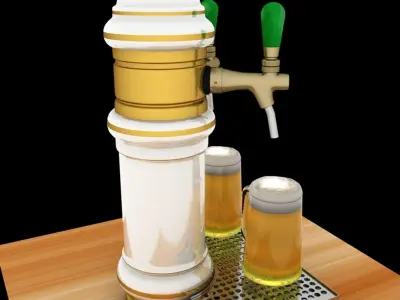 Chinese beer tab and beer cup   3D model
