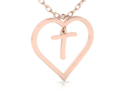 Jewelry Heart Alphabet Pendant T 3D print model