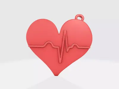 Heart with Heartbeat Line ValentineS Day Romantic Home  3D print model