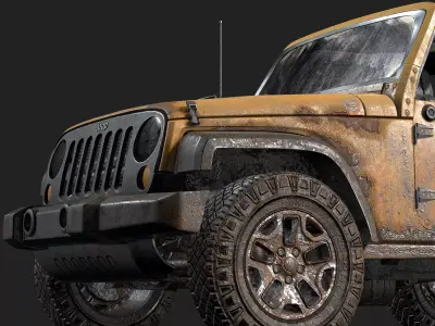 Jeep Wrangler yellow  game ready model Low-poly 3D model