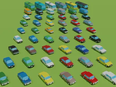 full Ukraine cars Low-poly 3D model