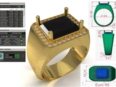STL 3DM radiant gemstone men ring model mr0311 3D print model