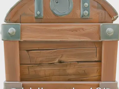 Treasure Chest Rustic Wood and Metal Design Low-poly 3D model