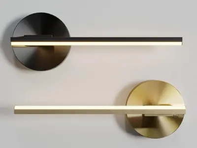 Minimalist blackwhite linear LED wall lamp for warmwhite light Low-poly 3D model