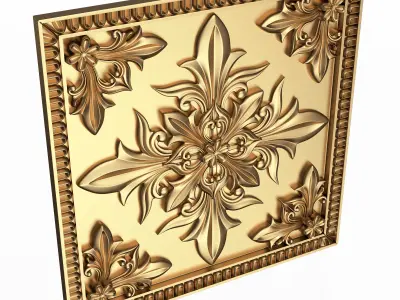 Carved Tile 03 Low-poly 3D model