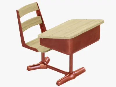 Restoration Hardware Vintage Schoolhouse Desk and Chair 3D model
