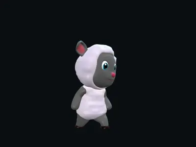 Cartoon Sheep Animated Low-poly 3D model