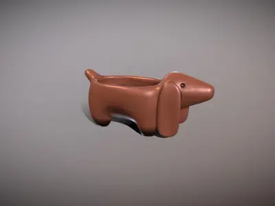 Dachshund shaped pot planter 3d printable dog 3D print model