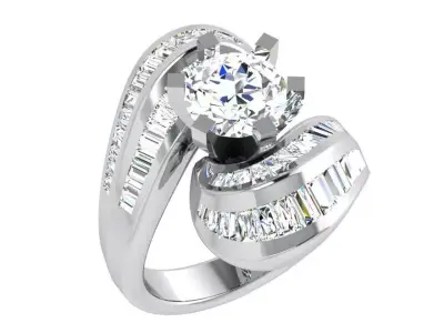 Round Diamond Tension Ring 4108 3D print model
