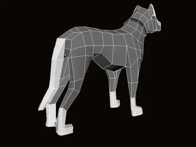 Dog with Materials Low-poly 3D model