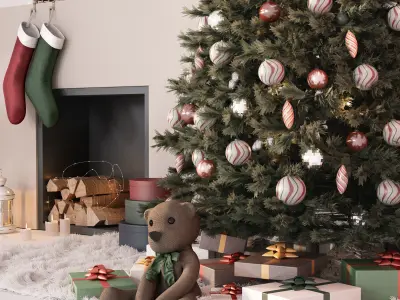 Decorated Christmas tree with decor 3D model