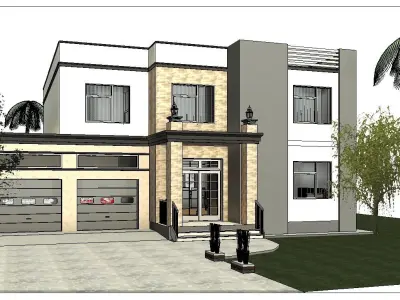 4 Bedroom Family house plan Low-poly 3D model