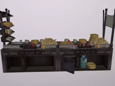 Chinatown Fast Food Stall Low-poly 3D model