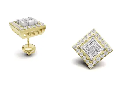 Square Diamond With Baguette Princess Style Stud              3D print model