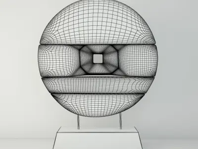 Chinese Wooden Cart Wheel on Stand 3D model