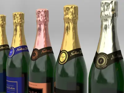 Nicolas Feuillatte Palmes Dor Champagne All Brut Bottles 3D model