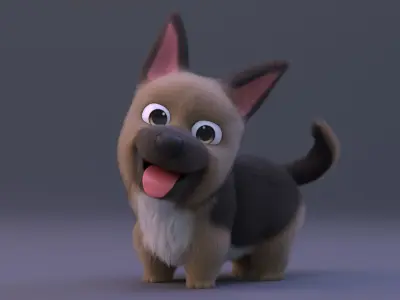 Cute cartoon dog 3D model