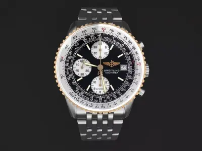 Breitling Navitimer II steel braclet mens watch 3D model