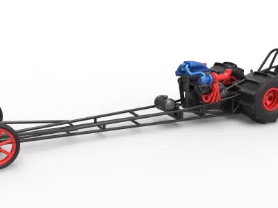 Front engine dirt dragster with turbo V8 Scale 1 to 25 3D print model