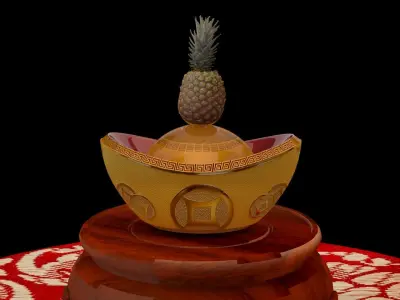  Chinese gold ingot piggy bank 3D model