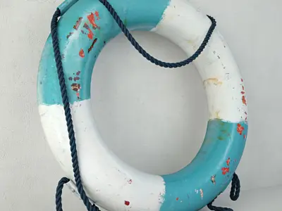 1950s Blue and White Life Preserver 3D model