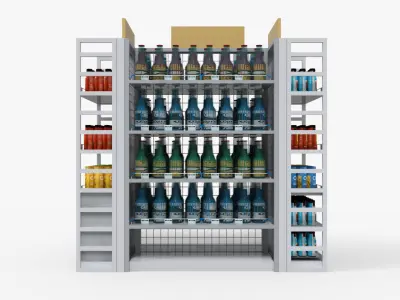 Supermarket Bottle Shelve  Low-poly 3D model