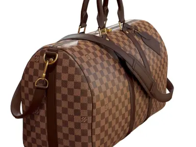 Louis Vuitton Bag Keepall Bandouliere 45 Damier Ebene Low-poly 3D model