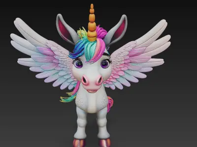 Donkeycorn Rainbow Realistic 3D Model Basic - Donkeycorn Low-poly 3D model