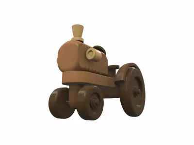Wooden tractor toy 8 Free 3D model