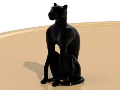 Black panther sitting Texture Black marble Marquina 3D model