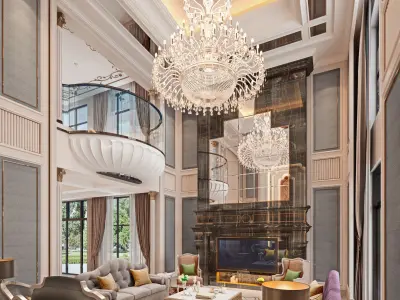 Luxury living room interior 3D model 55