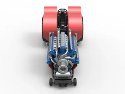 Pulling tractor 42 cylinder Radial engine Scale 1 to 25 3D print model