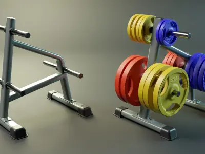 Bumper Plate Storage Rack Low-poly 3D model