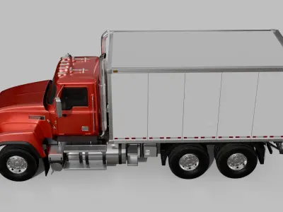 Generic American Truck With Closed Trailer 3D model