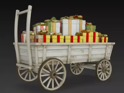 Christmas Gift Wagon 3D Model 3D model