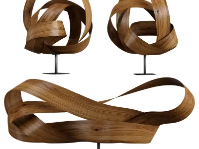 freestanding wooden sculpture Low-poly 3D model